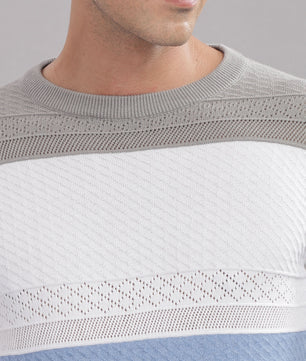 Outlaws Fashion premium cotton multi-color striped flat knit T-shirt with a stylish, casual design and vibrant horizontal stripes.