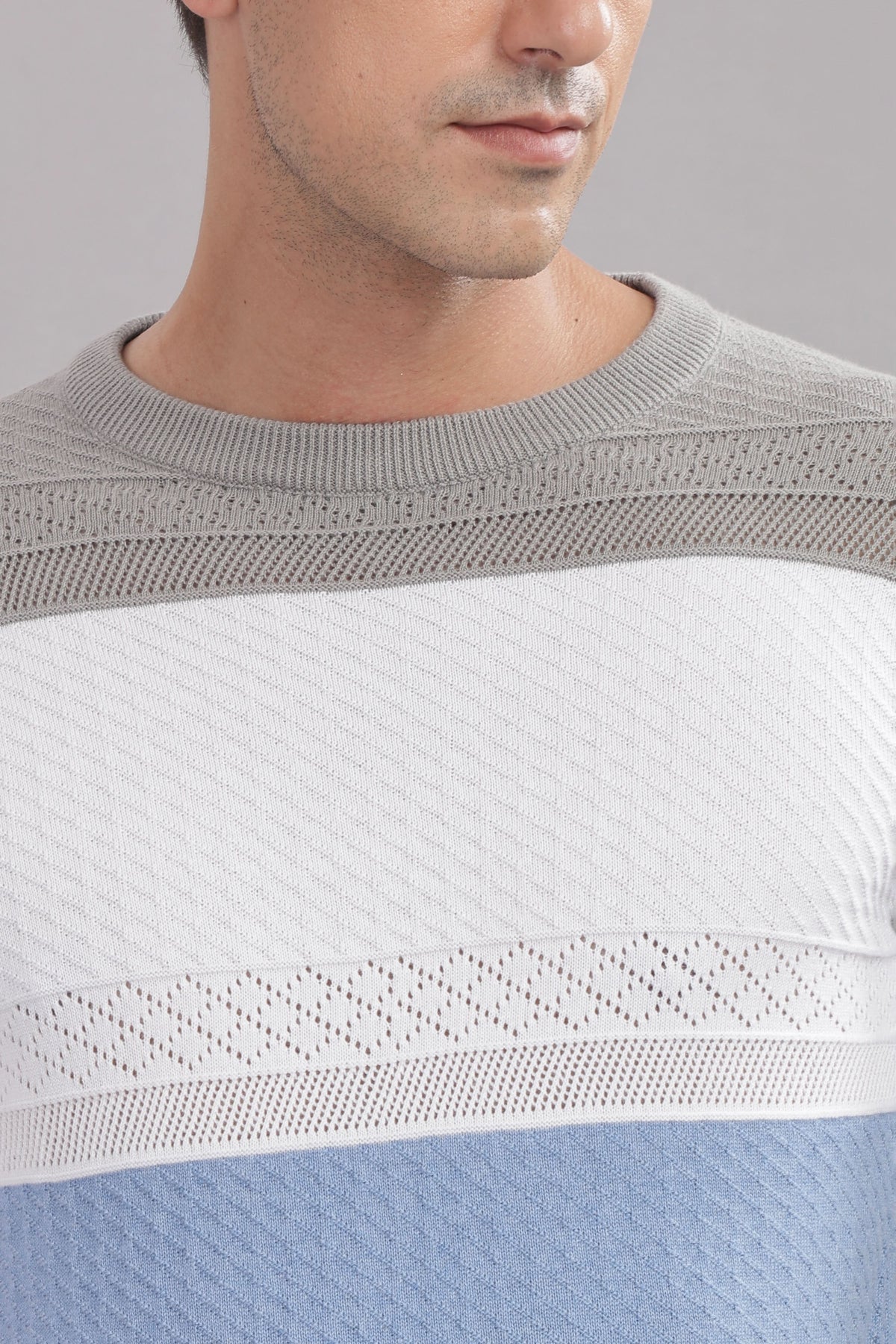 Outlaws Fashion premium cotton multi-color striped flat knit T-shirt with a stylish, casual design and vibrant horizontal stripes.