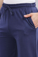 navy blue track pants back view for men cotton blend