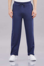 Outlaws men navy blue track pants cotton blend front view