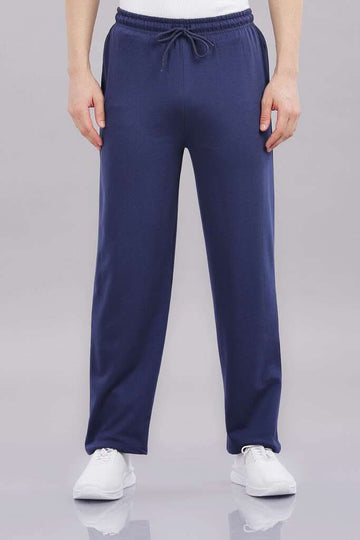 Outlaws men navy blue track pants cotton blend front view