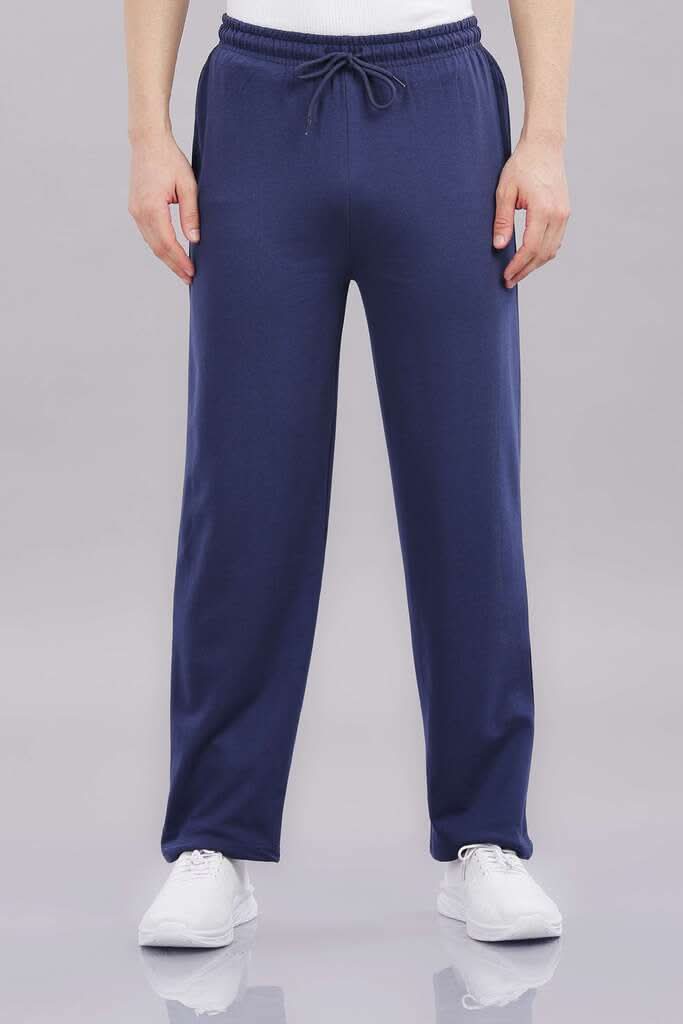 Outlaws men navy blue track pants cotton blend front view
