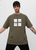 printed t shirt for men olive green casual wear