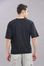 men oversized t shirt cotton relaxed fit black