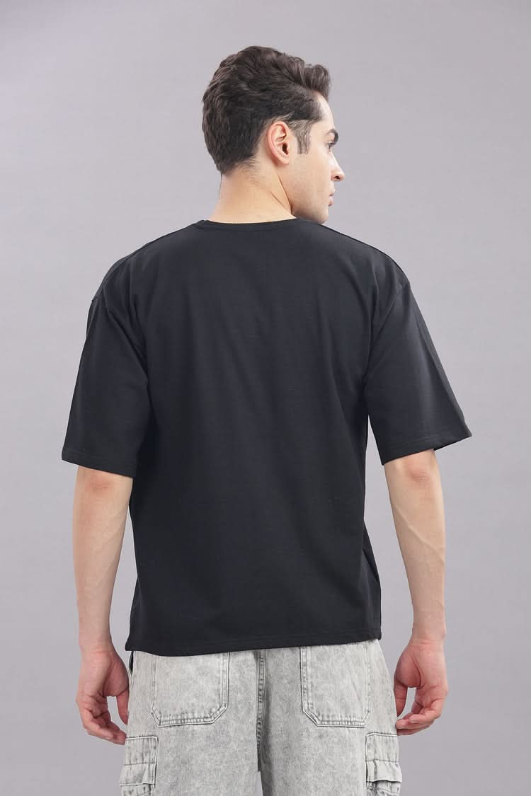 men oversized t shirt cotton relaxed fit black