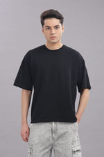 Outlaws men oversized t shirt black solid front view