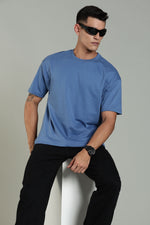 stylish men oversized t shirt blue minimal design