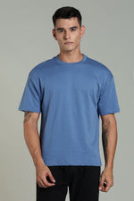 Outlaws men oversized t shirt blue solid front view