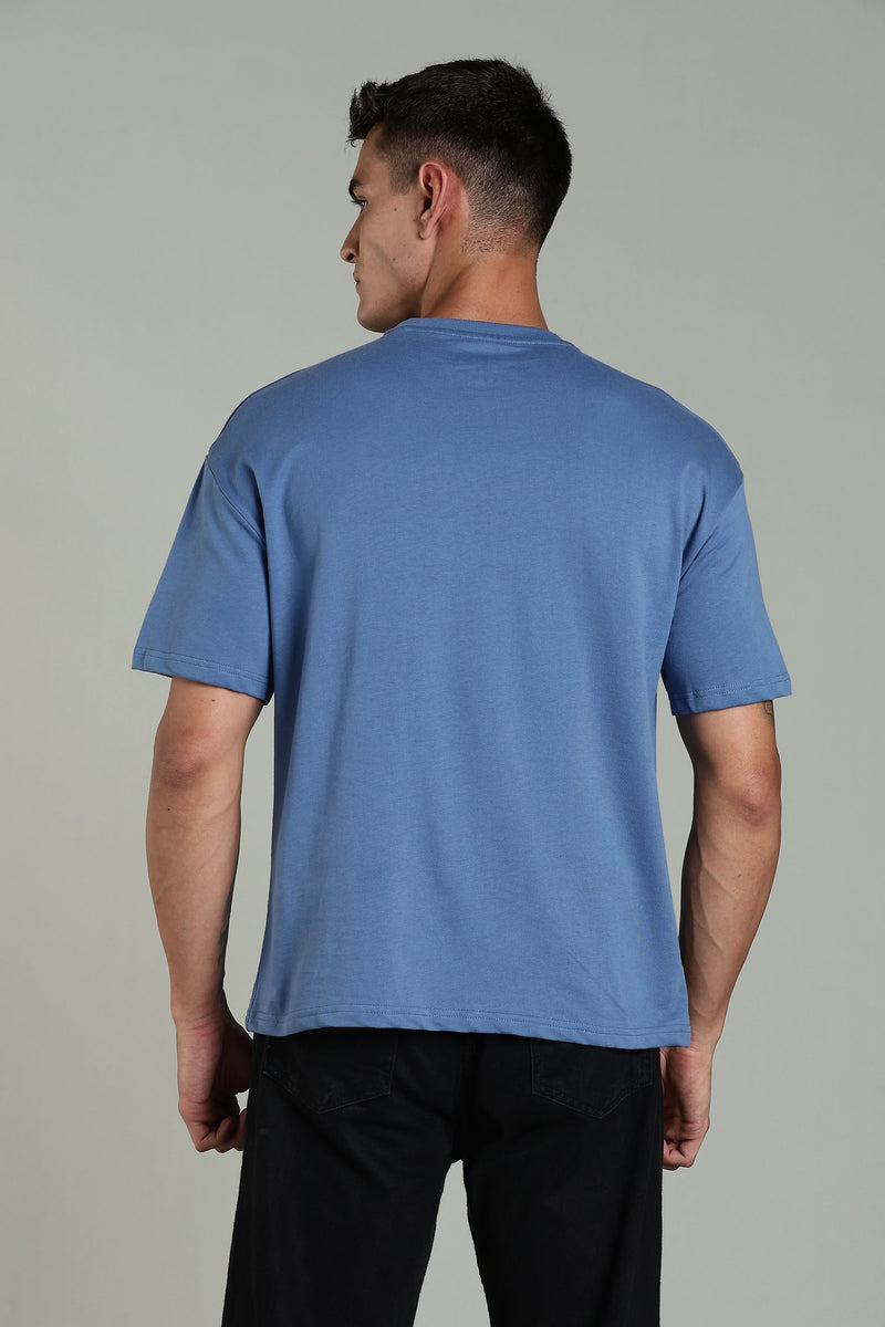 men oversized t shirt cotton relaxed fit blue