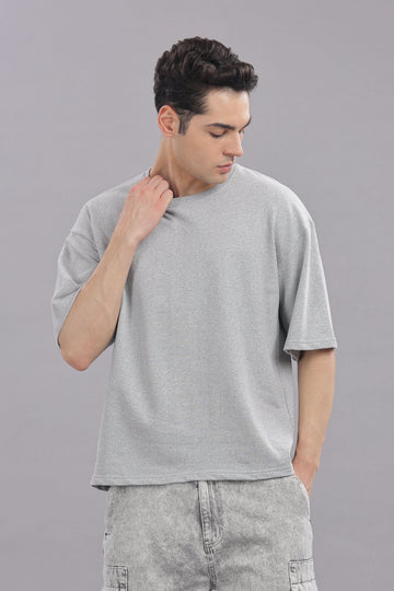 Outlaws men oversized t shirt grey solid front view