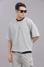 stylish men oversized t shirt grey minimal design