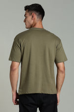 men oversized t shirt cotton relaxed fit olive green