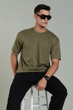 stylish men oversized t shirt olive green minimal design