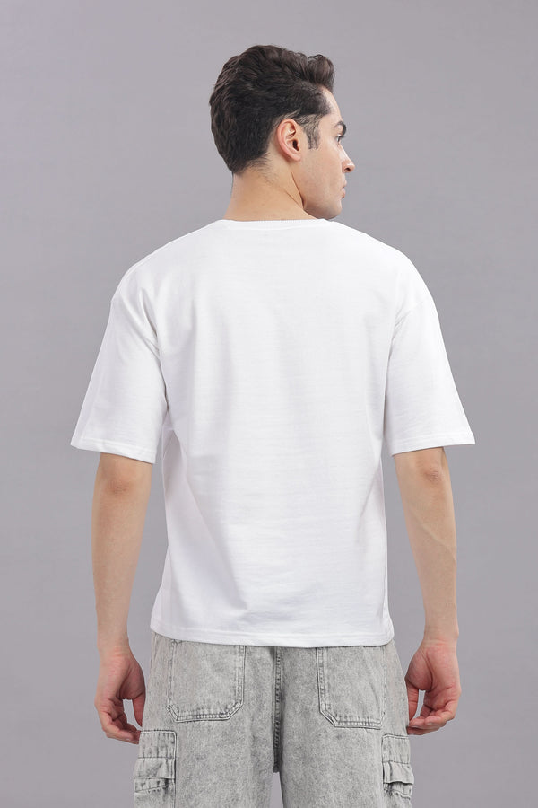 men oversized t shirt cotton relaxed fit white
