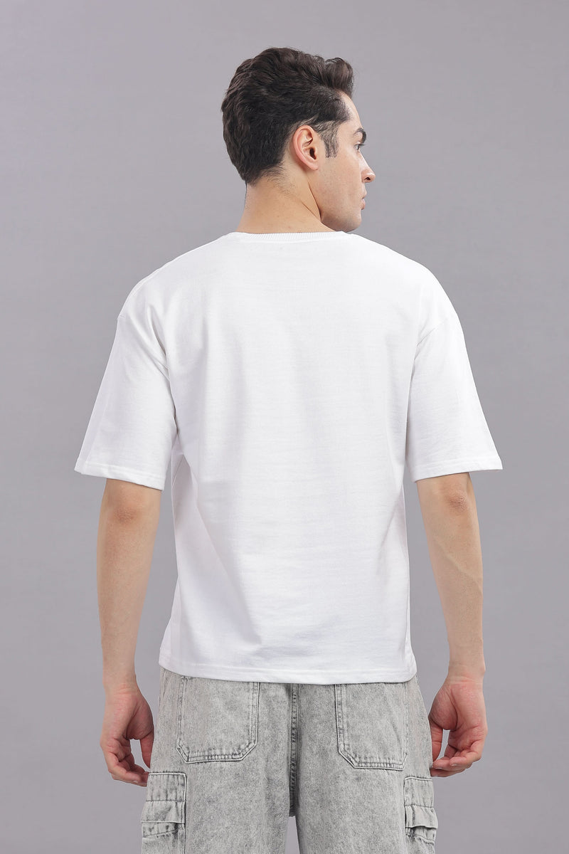 men oversized t shirt cotton relaxed fit white