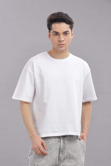 Outlaws men oversized t shirt white solid front view
