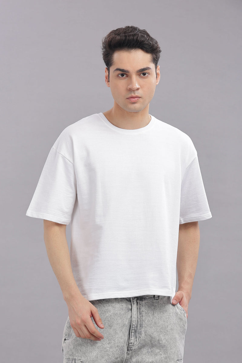 Outlaws men oversized t shirt white solid front view