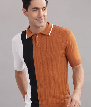 stylish men polo t shirt rust white black design