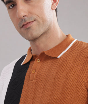 cotton polo t shirt men slim fit colorblock style