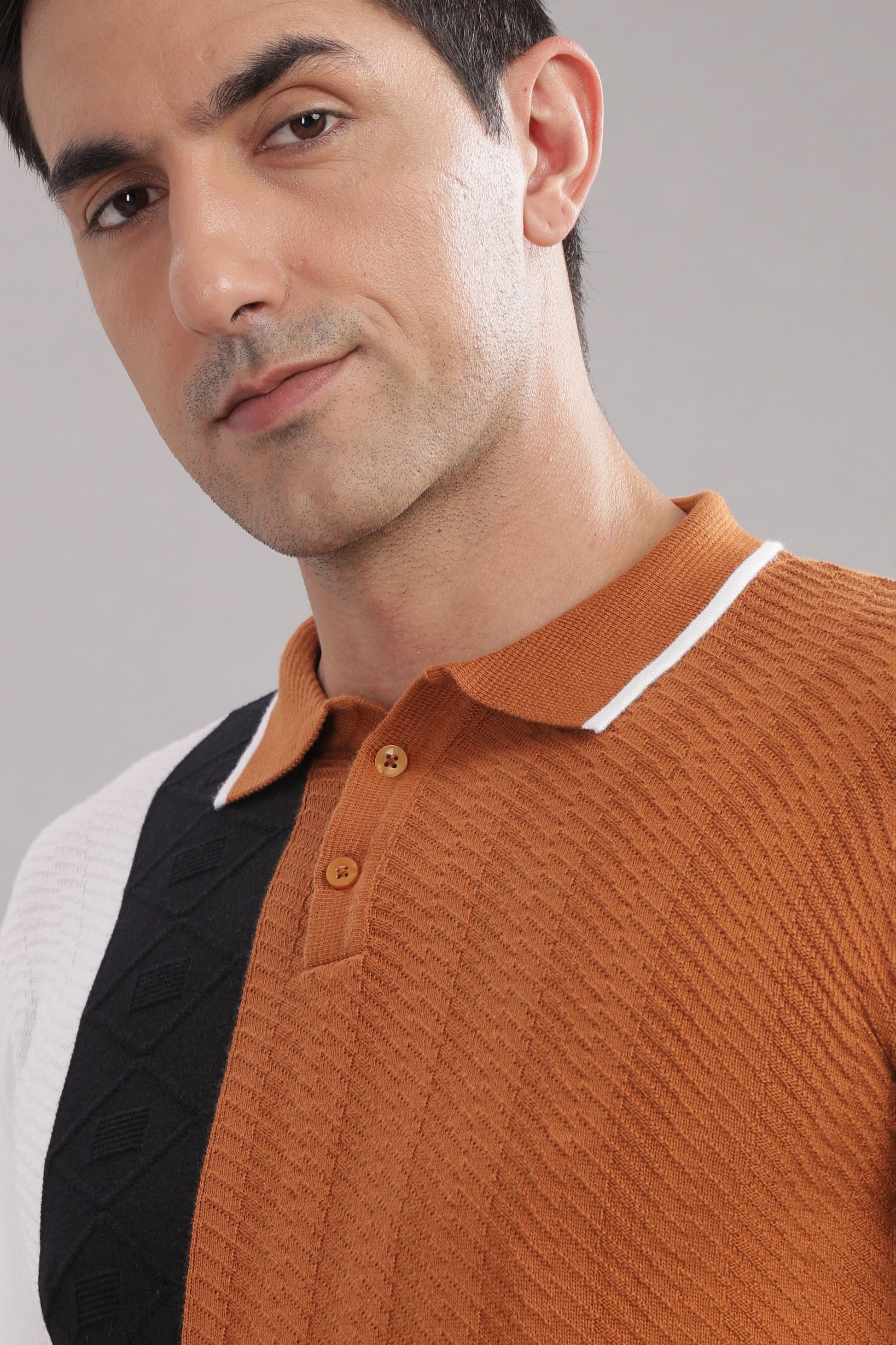 cotton polo t shirt men slim fit colorblock style