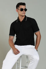 stylish men polo t shirt black minimal design