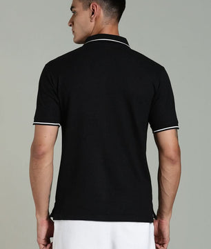 men solid polo t shirt cotton slim fit black
