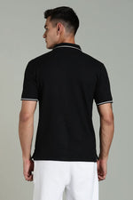 men solid polo t shirt cotton slim fit black