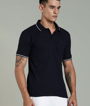 polo t shirt for men navy blue casual wear