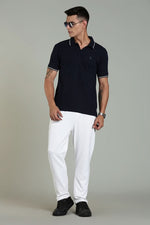 stylish men polo t shirt navy blue minimal design