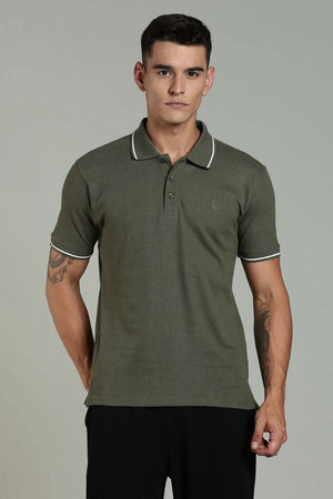 Outlaws Men’s Polo T Shirt – Cotton Solid Slim Fit Olive Green