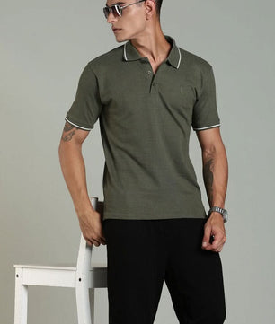 stylish men polo t shirt olive green minimal design