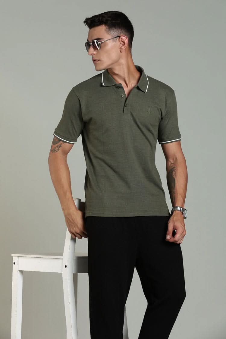 stylish men polo t shirt olive green minimal design