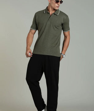 premium men polo t shirt cotton blend slim fit
