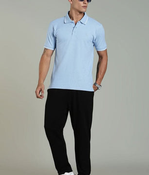 stylish men polo t shirt sky blue minimal design
