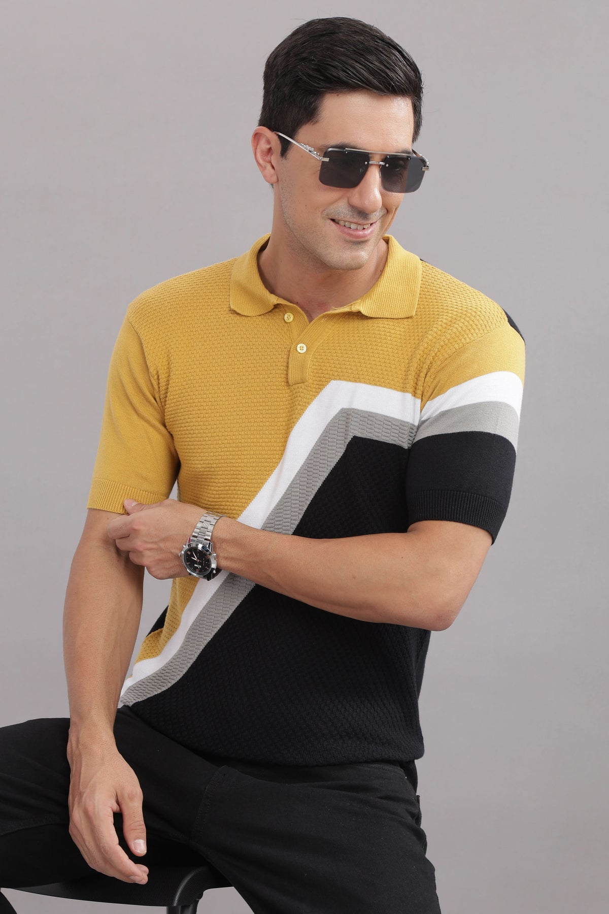 outlaws men polo t shirt modern diagonal pattern