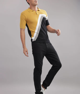 mens cotton polo t shirt diagonal pattern casual wear