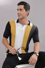 stylish men polo t shirt striped pattern front view