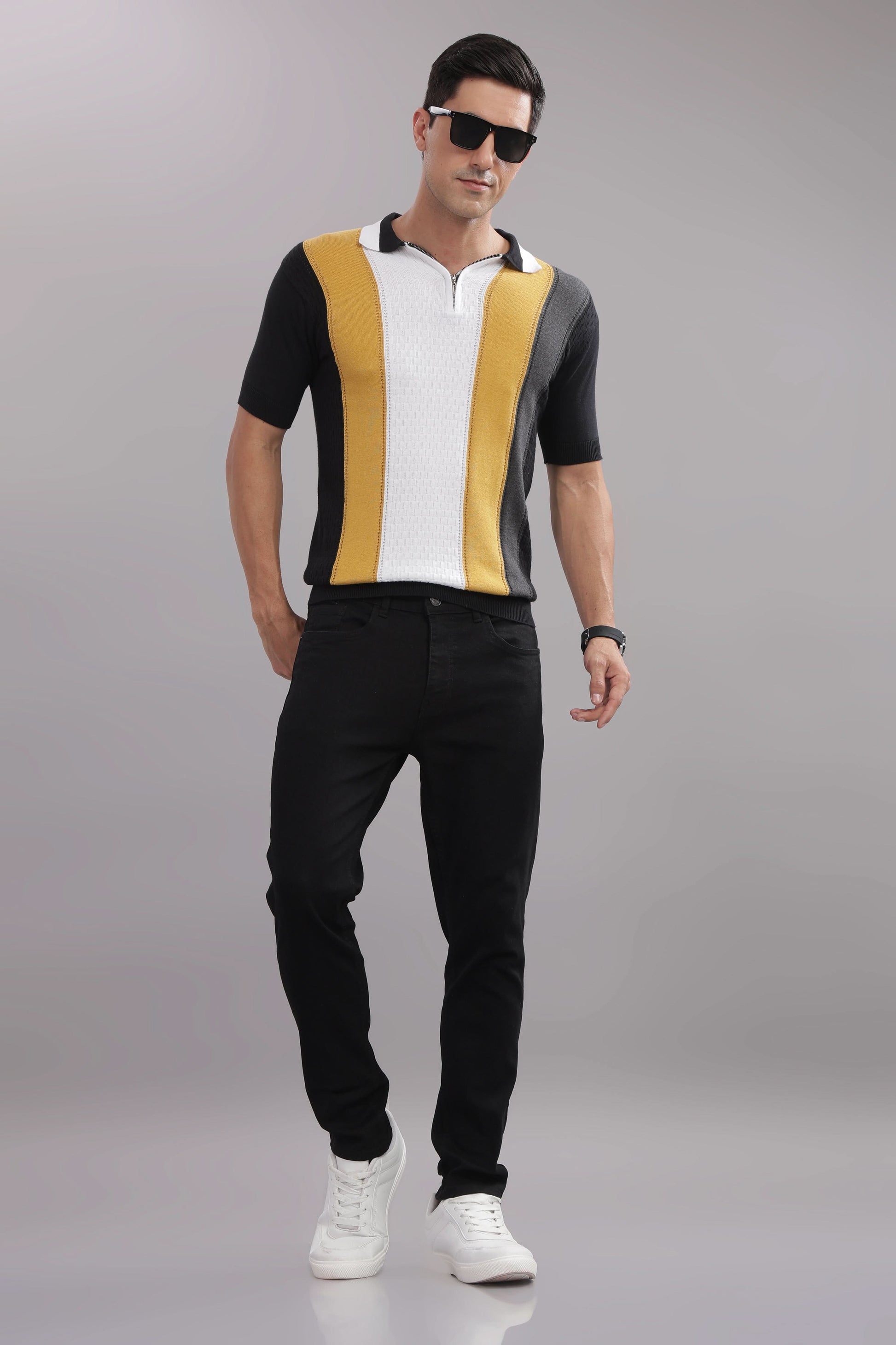 outlaws men polo t shirt modern striped style