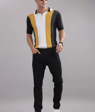 cotton polo t shirt men slim fit striped design