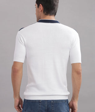men polo t shirt vertical stripes zip collar design
