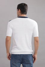 men polo t shirt vertical stripes zip collar design