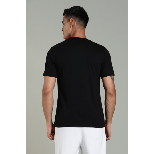 men solid t shirt cotton regular fit black