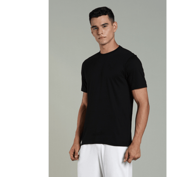 Outlaws men t shirt black solid regular fit front view