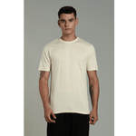 Outlaws men t shirt cream solid regular fit front view