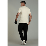 men solid t shirt cotton regular fit cream