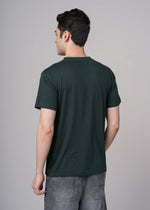 men solid t shirt cotton regular fit dark green