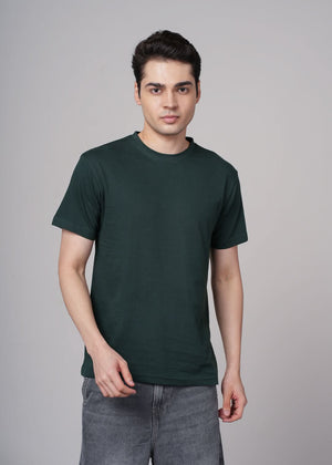 Outlaws Men’s T Shirt – Cotton Solid Regular Fit Dark Green