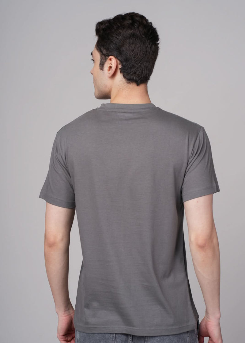 men solid t shirt cotton regular fit grey