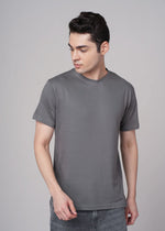 Outlaws men t shirt grey solid regular fit front view