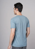 men solid t shirt cotton regular fit light blue